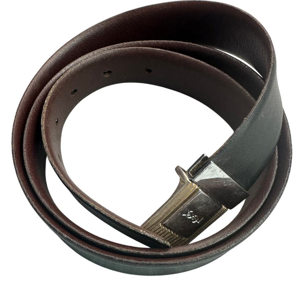 YSL Reversible Leather Belt Mixed Metal Vintage Minimalist Preppy Old Money - Picture 8 of 10